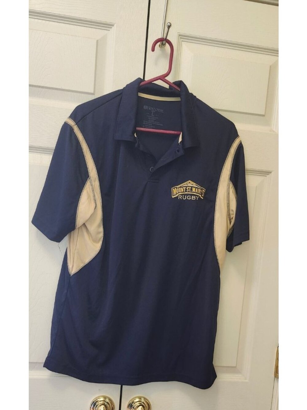 Mount St. Marys Rugby Short Sleeve Polo Shirt Navy Gold Dry-Excel Size L